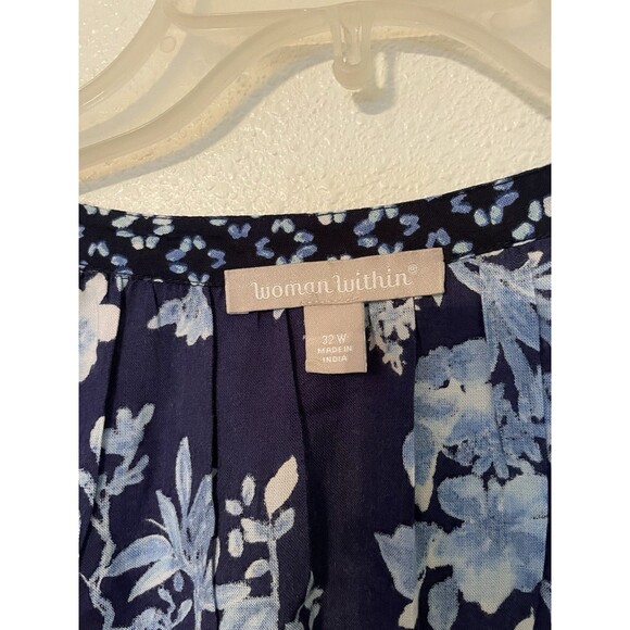 Woman Within 32W Dress Blue Floral V Neck Cottagecore Maxi Summer - Picture 4 of 4